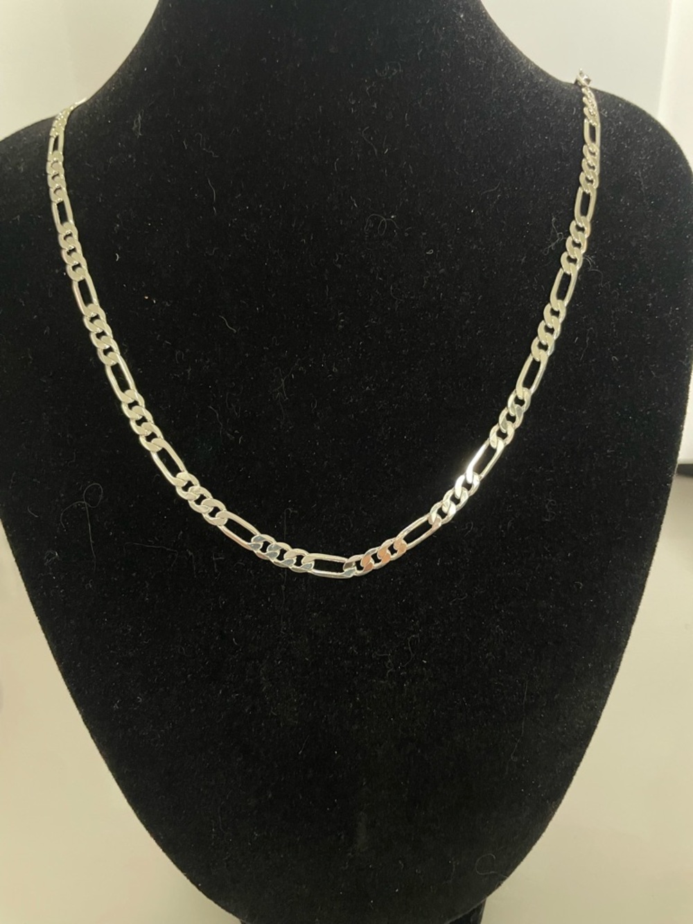 24-inch Classic Silver Figaro Chain Necklace XP Stamp